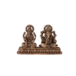 Superfine Ganesh Lakshmi Brass Idol | 3" x 3.75" x 1.5" Divine Murti | 200g Intricate Temple Art | Combined Deities on Single Base | Sacred Gift | Jaipurio